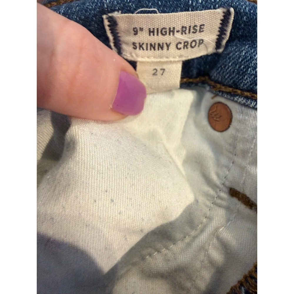 Madewell 9 High-Rise Skinny Crop Jeans Raw Step Hem Blue Wash 27 H5803 - Picture 5 of 7